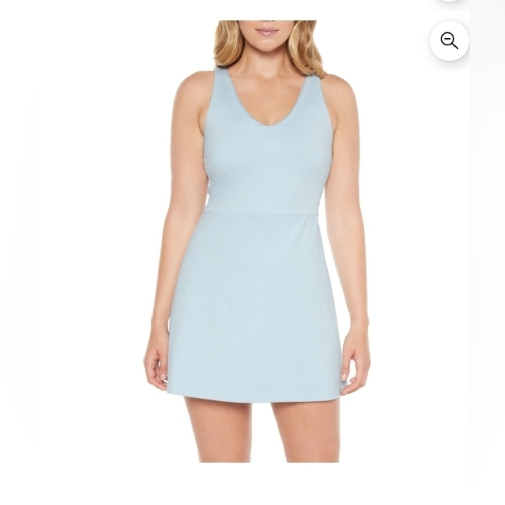 Gap Fit Active Tank Dress Shelf Bra Moisture Wicking Inner Shorts With Side Pock